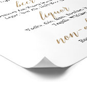 エレガントなゴールド＆ブラックカリグラフィー結婚式のバー ポスター (角)