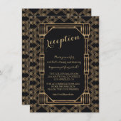 エレガントなゴールド ブラック グレートギャツビー 1920年代のレセプション 招待状 (正面/裏面)