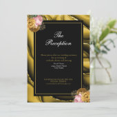 エレガントなゴールド ブラック フローラル アゲートの結婚式の披露宴 招待状 (スタンド正面)