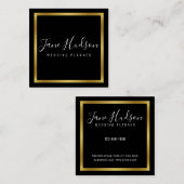 エレガントなゴールド ブラック ミニマル 編集可能な2.5x2.5平方 スクエア名刺 (正面/裏面)