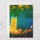 エレガントなゴールド&ブルーの新年パーティー 招待状 (裏面)