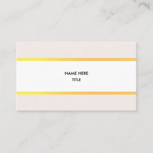 エレガントなゴールド&ベージュのストライプが白地に 名刺 (正面)