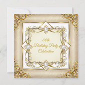 エレガントなゴールド ホワイト ベージュ パール 誕生日パーティー 招待状 (裏面)
