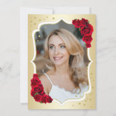 エレガントなゴールド ホワイト レッド フォト 50歳の誕生日 招待状 (裏面)