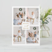 エレガントなゴールド メリー&ブライト 4 フォト ホリデー カード (スタンド正面)