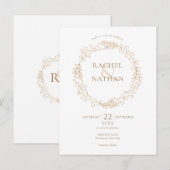 エレガントなゴールド モダン ライラック ガーランド ウェディング インビテーションポストカード (正面/裏面)