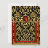 エレガントなゴールド モロッカンスタイル 赤い宝石の誕生日パーティー 招待状 (裏面)