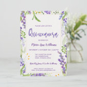 エレガントなゴールド ラベンダー フローラル グリッター  キンセアニエラ 招待状 (スタンド正面)