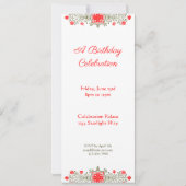 エレガントなゴールド＆レッドの花柄アート オーダーメイドの招待状 招待状 (裏面)