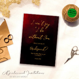 エレガントなゴールド レッド ブラックのブライズメイド 招待状