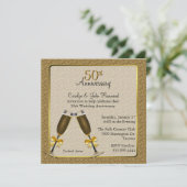 エレガントなゴールド 50周年結婚記念日 招待状 (スタンド正面)