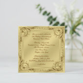エレガントなゴールド 50周年 結婚記念日パーティー 招待状 (スタンド正面)