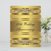 エレガントなゴールド 50周年 結婚記念日 招待状 (スタンド正面)