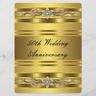 エレガントなゴールド 50周年 結婚記念日 招待状