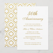 エレガントなゴールド 50周年 結婚記念日 招待状 (正面/裏面)