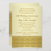 エレガントなゴールド 50周年 結婚記念日 招待状 (正面/裏面)