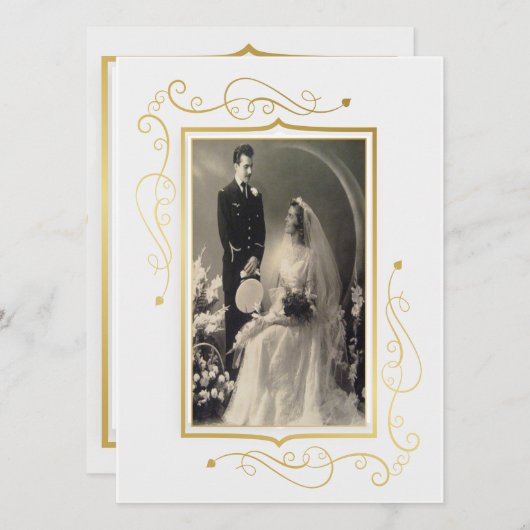 エレガントなゴールド 60周年記念祝賀会 招待状 (正面/裏面)