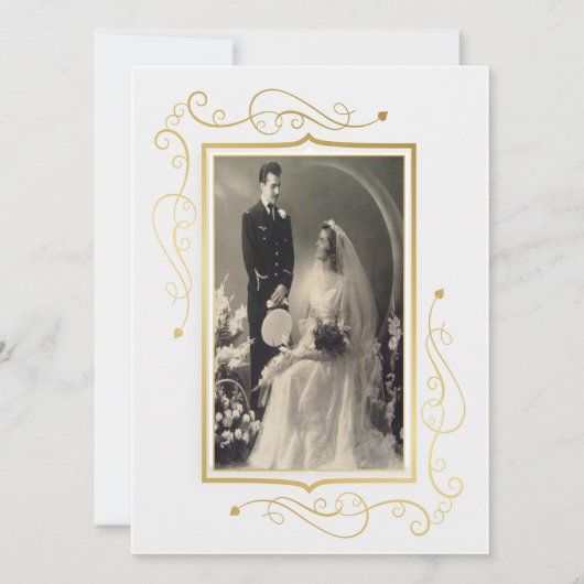 エレガントなゴールド 60周年記念祝賀会 招待状 (正面)