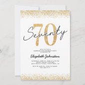 エレガントなゴールド 70歳の誕生日パーティー 招待状 (正面)