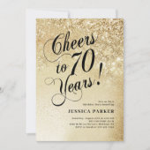 エレガントなゴールド 70歳の誕生日 招待状 (正面)