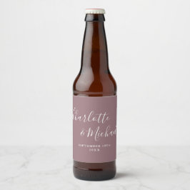 エレガントなサインスクリプト マーブルの結婚式 ビールラベル