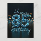 エレガントなサファイアブルーとブラックの85歳誕生日 ポストカード (正面)