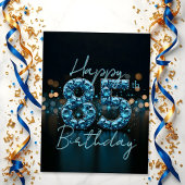 エレガントなサファイアブルーとブラックの85歳誕生日 ポストカード