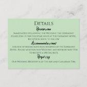 エレガントなサボグリーン ブラックユニコーン フローラル ファンタジー ウェディング エンクロージャーカード (正面)