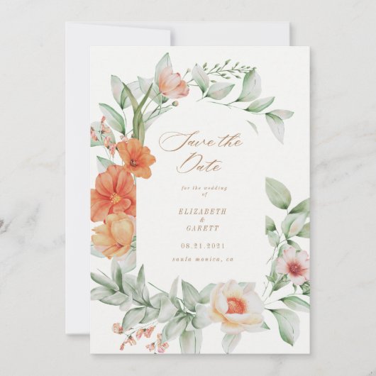 エレガントなサマーガーデンの花のSave The Dateカード セーブザデート (正面)