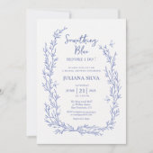 エレガントなサムシングブルー  フラワーブライダルシャワー 招待状 (正面)