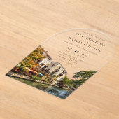 エレガントなサンアントニオ ウォーターカラー結婚式のアーチ アクリル招待状 (レイダウン)