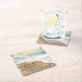 エレガントなサンシャインとブルーオーシャンビーチ スクエアペーパーコースター (インサイチュ)