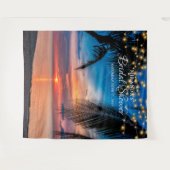 エレガントなサンセットパームビーチ ブライダルシャワー 背景 タペストリー (正面(横))