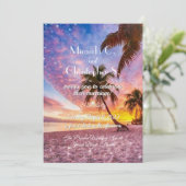 エレガントなサンセットビーチと星の夏の結婚式 招待状 (スタンド正面)