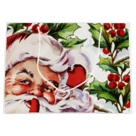 エレガントなサンタクロースのヴィンテージのヒイラギ ラージペーパーバッグ