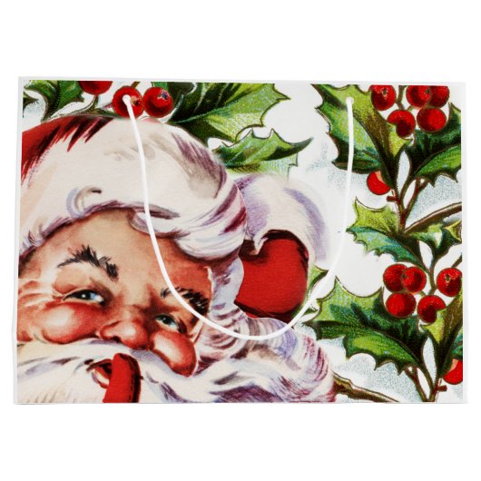 エレガントなサンタクロースのヴィンテージのヒイラギ ラージペーパーバッグ (裏面)