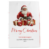 エレガントなサンタクロース ミニマリスト コージー クリスマスバッグ ミディアムペーパーバッグ (正面)