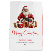 エレガントなサンタクロース ミニマリスト コージー クリスマスバッグ ミディアムペーパーバッグ (裏面)
