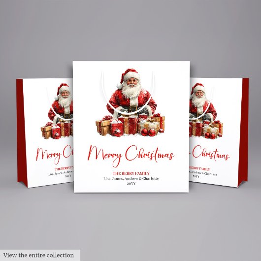 エレガントなサンタクロース ミニマリスト コージー クリスマスバッグ ミディアムペーパーバッグ