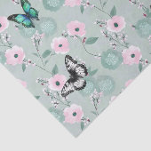 エレガントなサージとピンクの花模様に蝶々 薄葉紙 (詳細)