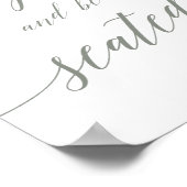 エレガントなサージグリーンのドリンク＆着席サイン ポスター (角)