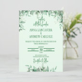 エレガントなサージグリーンのフラワーウェディング招待状 招待状 (スタンド正面)