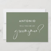 エレガントなサージグリーンのブライズメン提案カード 招待状 (正面)