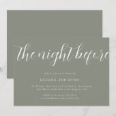 エレガントなサージグリーンのリハーサルディナー招待状 招待状 (正面/裏面)