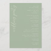 エレガントなサージグリーンの結婚式招待状 プログラム (裏面)
