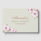 エレガントなサージグリーンローズの花のブライダルシャワー ゲストブック (正面)