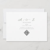 エレガントなサージグリーン写真モノグラムフォーマルウェディング 招待状 (裏面)