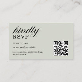 エレガントなサージグリーン RSVP ウェブサイト QR コード エンクロージャーカード