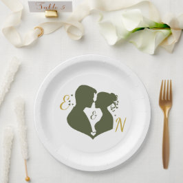 エレガントなサージゴールドの結婚式ペーパープレート(編集可能) ペーパープレート