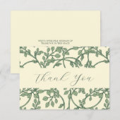 エレガントなサージ＆クリームの花蔓 フラット ありがとうカード サンキューカード (正面/裏面)